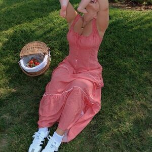 Frankie’s Bikinis Christabelle ladybug gingham ruffle maxi dress